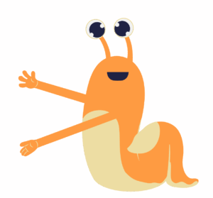 Dessin de limace orange qui désigne quelque chose
